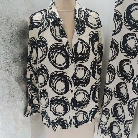 Zara Womens Set satin black and white blouse button down comfy elegant - Picture 4 of 16